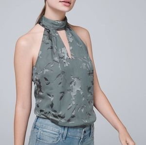 Silk-Blend Floral Burnout Top